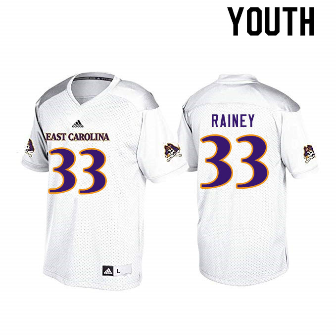 Youth #33 Jaren Rainey ECU Pirates College Football Jerseys Sale-White - Click Image to Close
